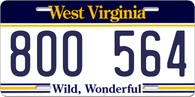 WV license plate 8OO564