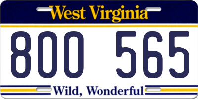 WV license plate 8OO565