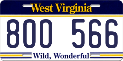 WV license plate 8OO566