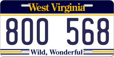 WV license plate 8OO568