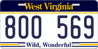 WV license plate 8OO569
