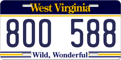 WV license plate 8OO588
