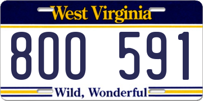 WV license plate 8OO591