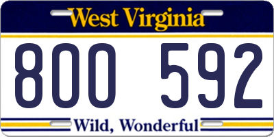 WV license plate 8OO592