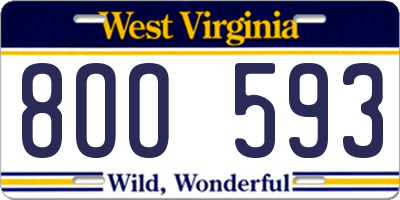 WV license plate 8OO593