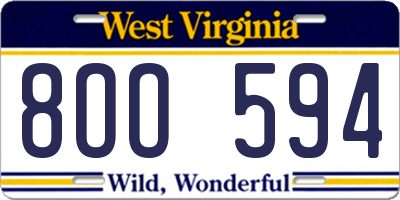 WV license plate 8OO594