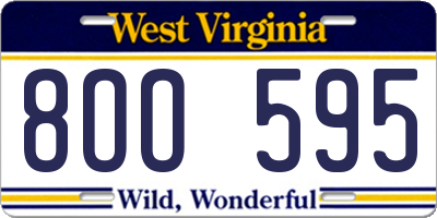 WV license plate 8OO595