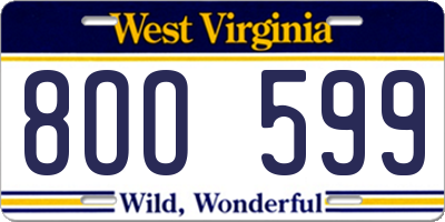 WV license plate 8OO599