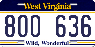WV license plate 8OO636