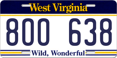 WV license plate 8OO638