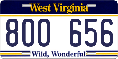 WV license plate 8OO656