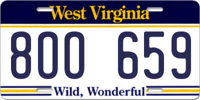 WV license plate 8OO659