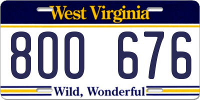 WV license plate 8OO676