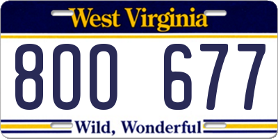 WV license plate 8OO677