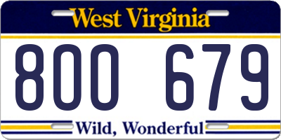 WV license plate 8OO679
