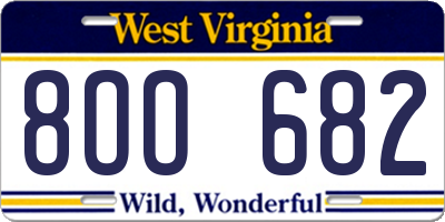 WV license plate 8OO682