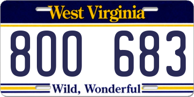 WV license plate 8OO683