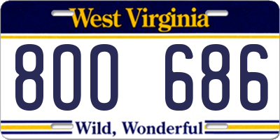 WV license plate 8OO686