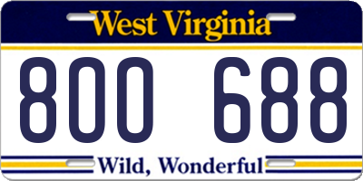 WV license plate 8OO688