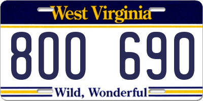 WV license plate 8OO690