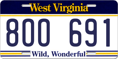 WV license plate 8OO691