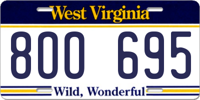 WV license plate 8OO695