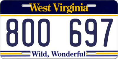 WV license plate 8OO697