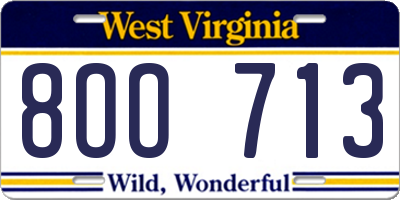 WV license plate 8OO713