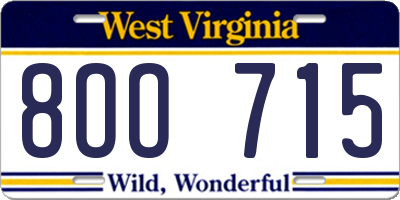 WV license plate 8OO715