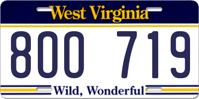 WV license plate 8OO719