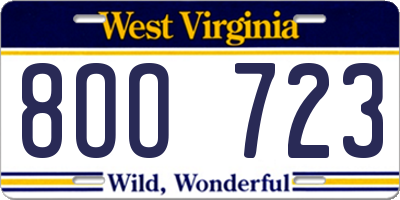 WV license plate 8OO723