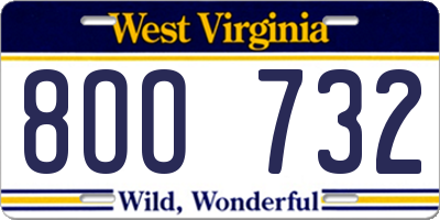 WV license plate 8OO732