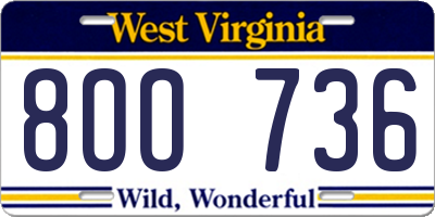 WV license plate 8OO736