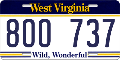 WV license plate 8OO737
