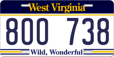 WV license plate 8OO738