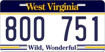 WV license plate 8OO751