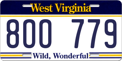 WV license plate 8OO779