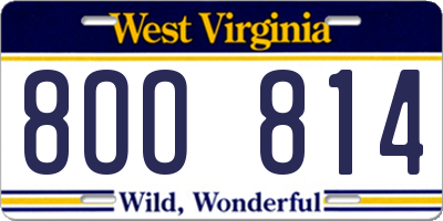 WV license plate 8OO814