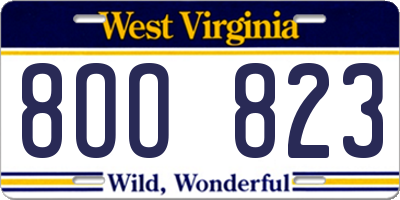 WV license plate 8OO823