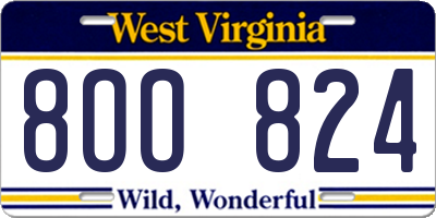 WV license plate 8OO824