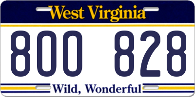 WV license plate 8OO828