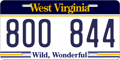 WV license plate 8OO844