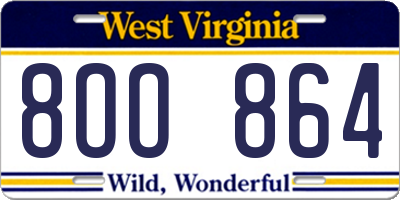 WV license plate 8OO864