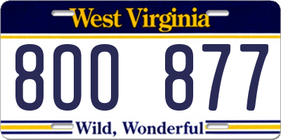 WV license plate 8OO877