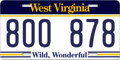 WV license plate 8OO878