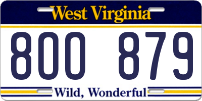 WV license plate 8OO879