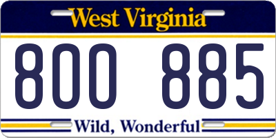 WV license plate 8OO885