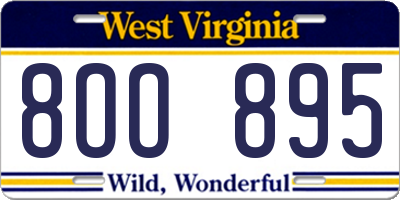 WV license plate 8OO895