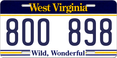 WV license plate 8OO898