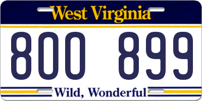 WV license plate 8OO899